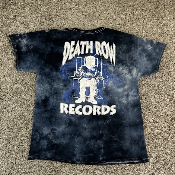 Death Row Records Shirt Mens Large Black Blue Tie Dye Hip Hop Rap Graphic Tee - Picture 1 of 10